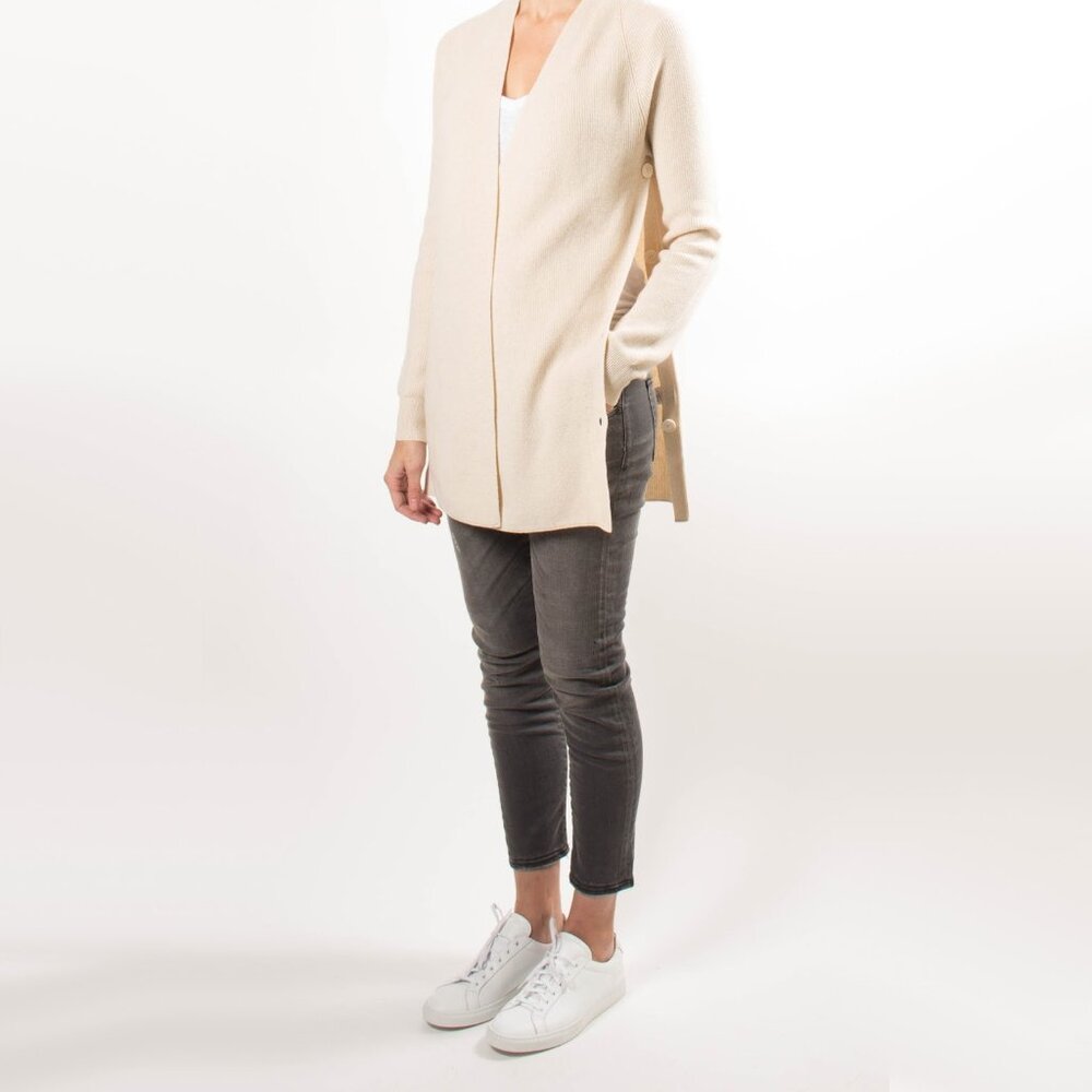 Helmut Lang Ivory Cardigan with Open Sides, Size Small